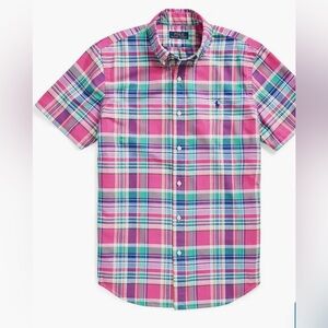 Polo Ralph Lauren Classic Fit Plaid Short Sleeve Button Down Oxford Shirt Size L